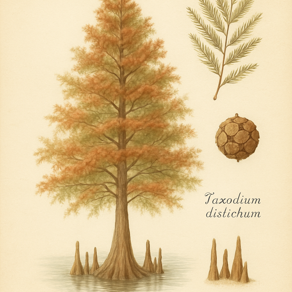 Botanical illustration of Bald Cypress