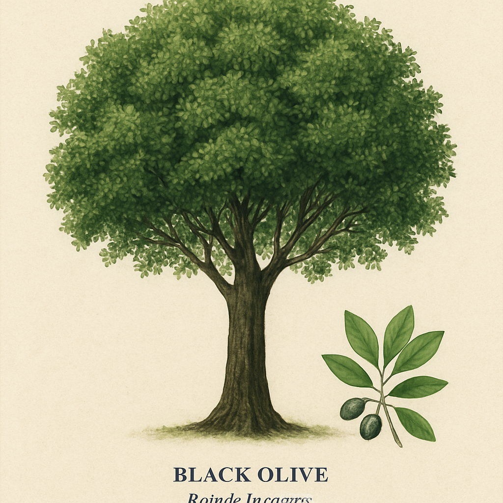 Botanical illustration of Black Olive