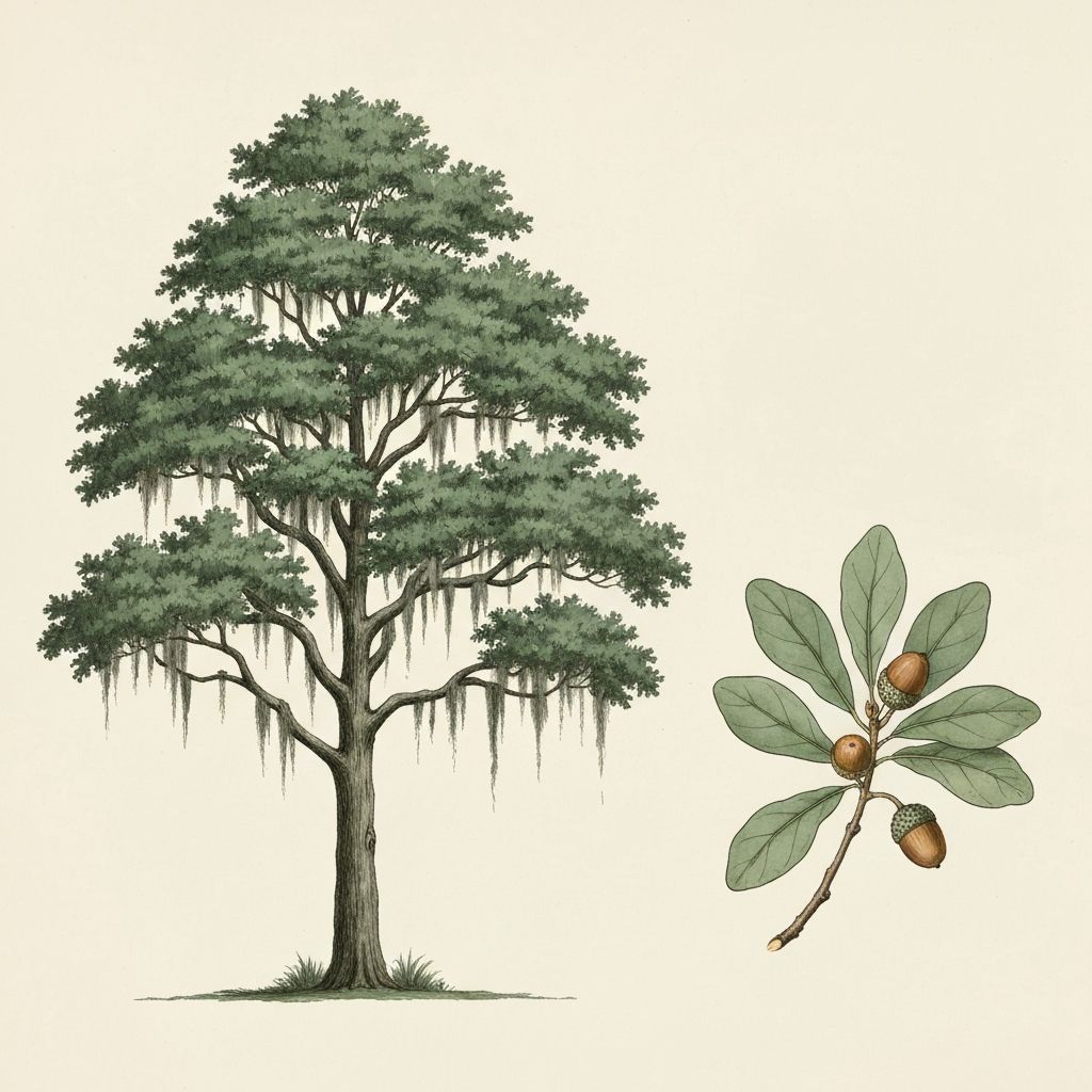 Botanical illustration of Live Oak