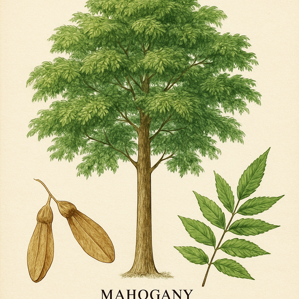 Botanical illustration of Mahogany